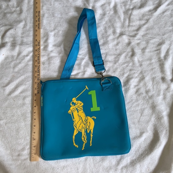 Ralph Lauren laptop bag neoprene big pony polo turquoise & yellow - Picture 2 of 7